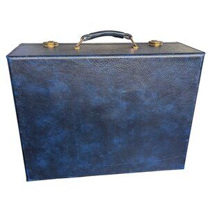 Vintage Blue Faux Leather Briefcase
